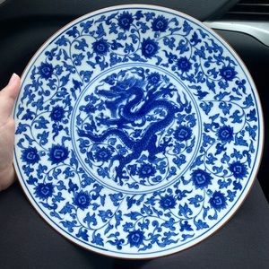Ancient Asian dragon handmade decor plate